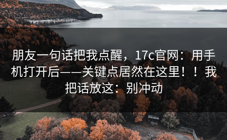 朋友一句话把我点醒，17c官网：用手机打开后——关键点居然在这里！！我把话放这：别冲动